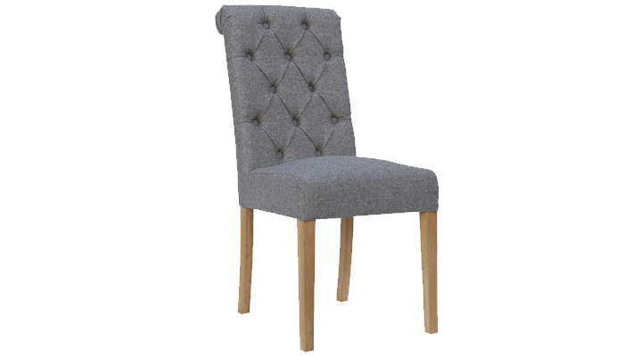 Dining Chair Scroll Button Back - Light Grey